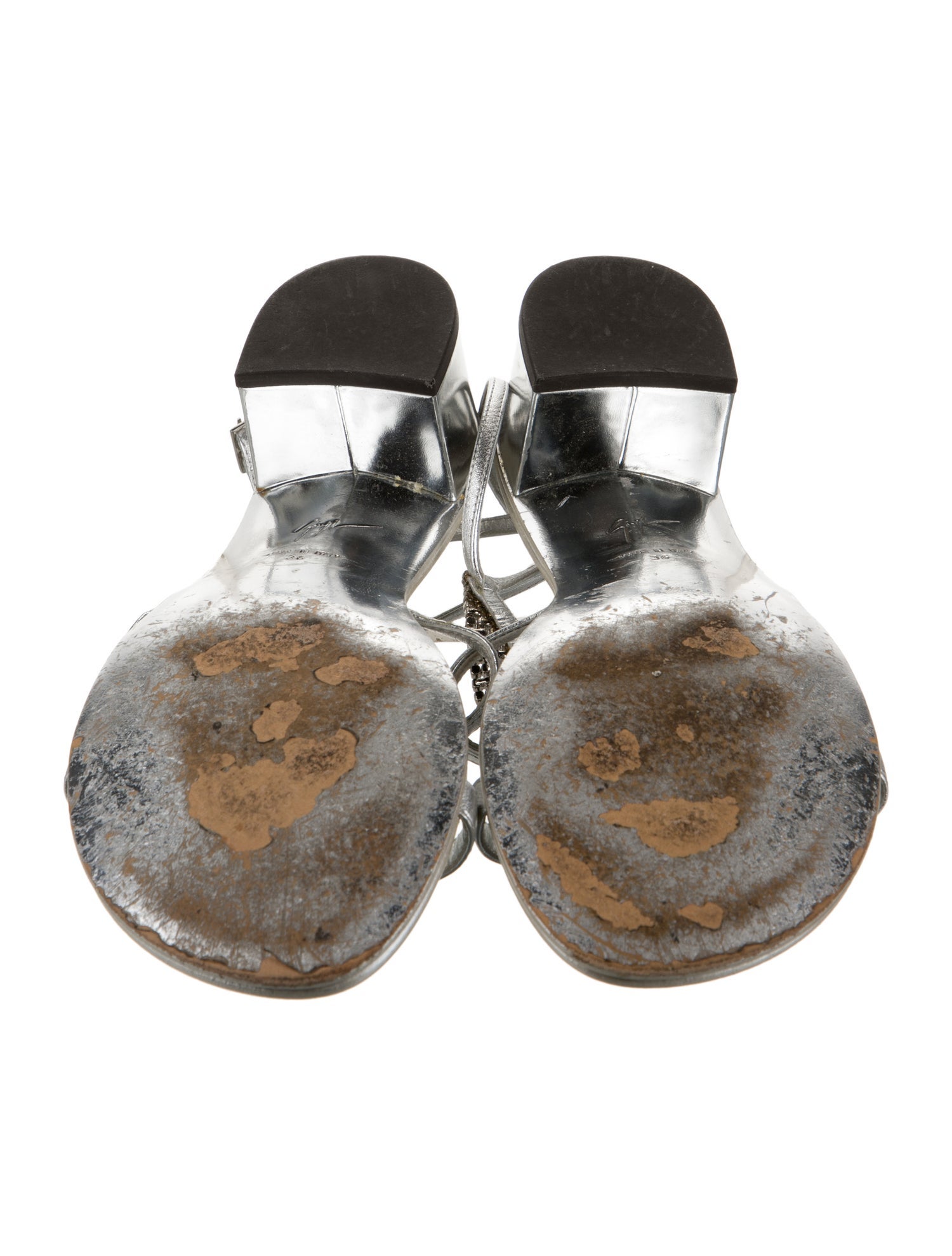 Giuseppe Zanotti Leather Crystal Embellishments T-Strap Sandals